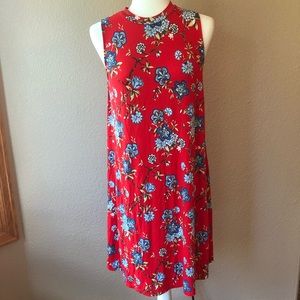 Loft Floral Print Red and Blue Dress Size Small